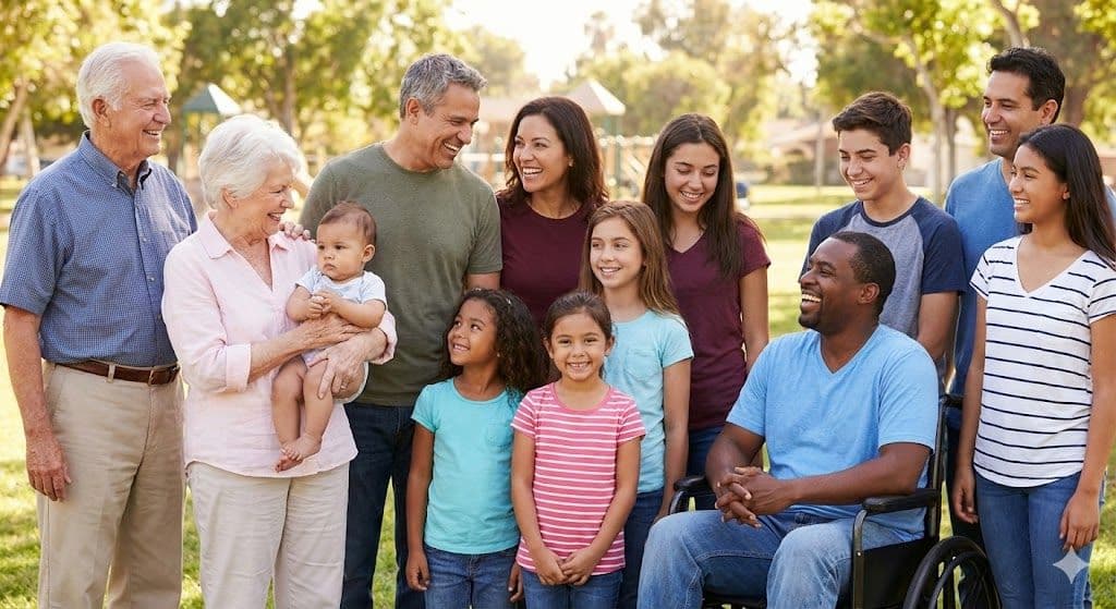 Happy residents in community